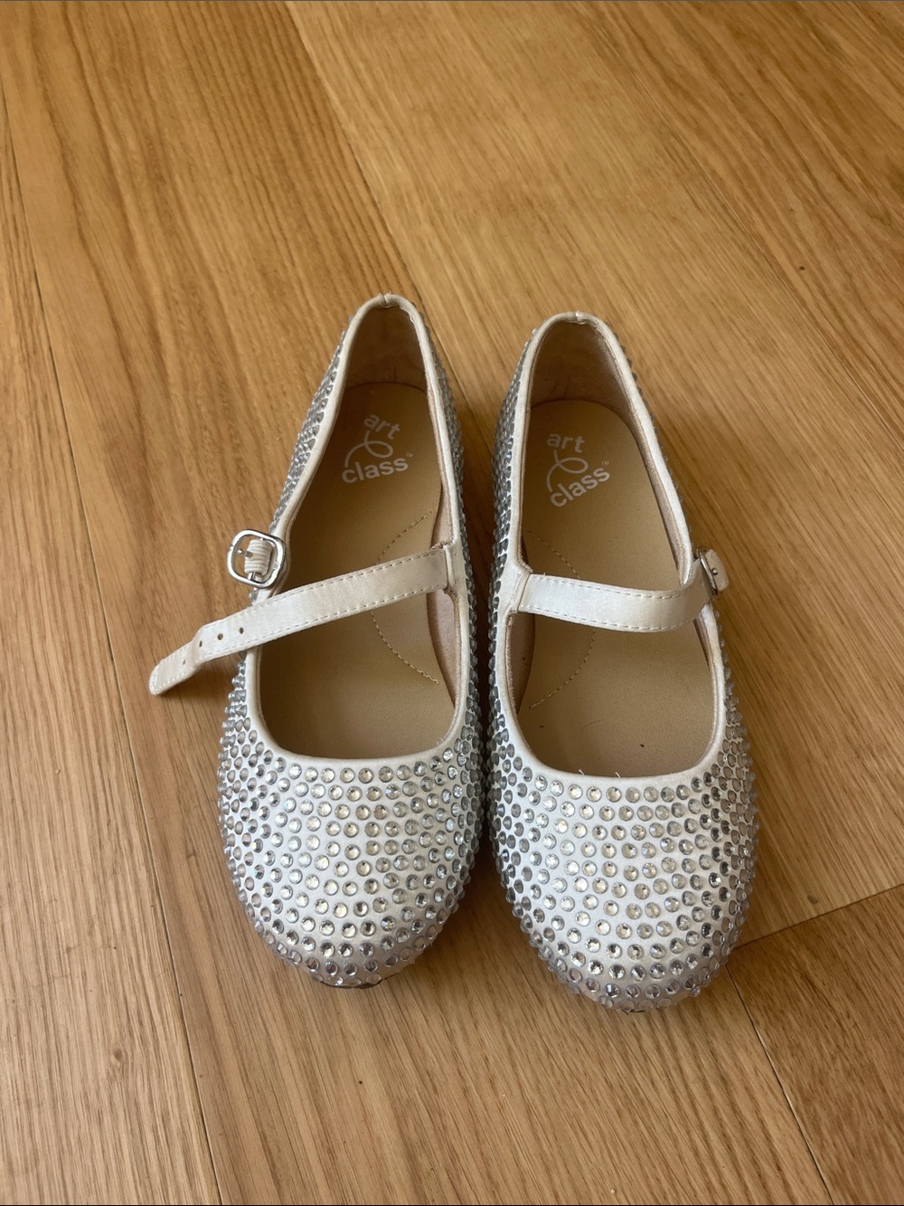 art class Girls Nell Rhinestone Mary Jane’s-Silver size 1